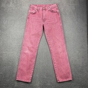 Vintage Wrangler Mens Red Washed Denim Jeans‎ Straight Leg Pants Size 32 USA